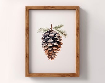 Pine Cone Print, Pinecone Wall Art, Christmas decorations, Christmas Wall Art Print, Holiday Wall Art, Christmas Sign, Winter Art