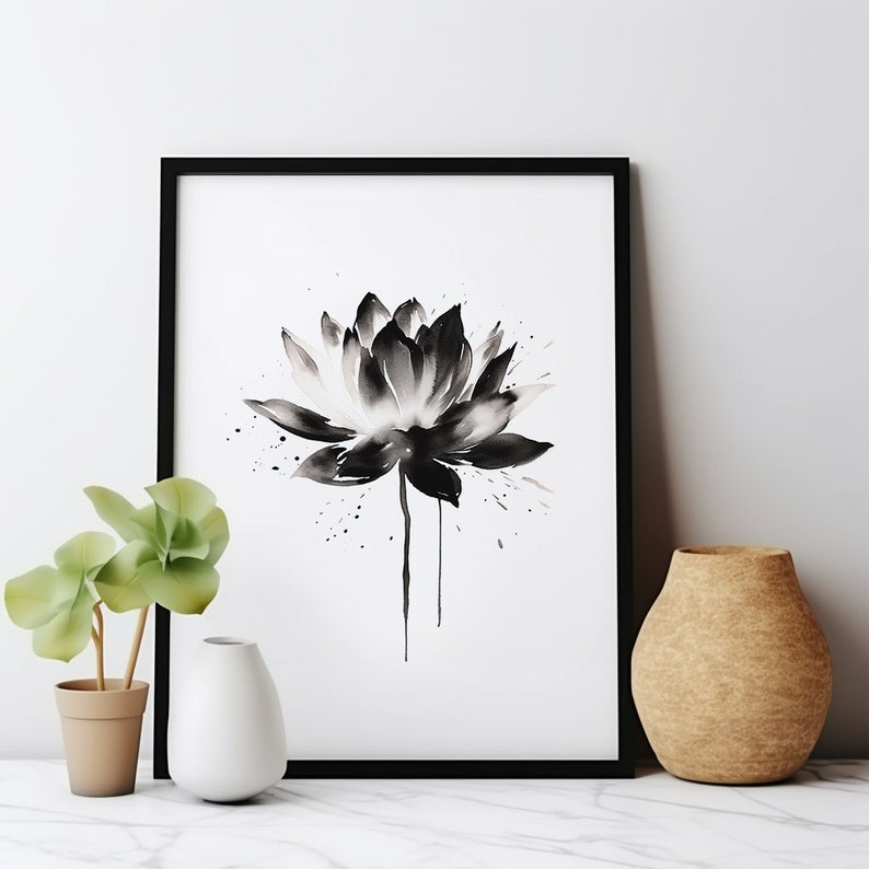Lotus Flower Wall Art, Lotus Flower Art, Zen Wall Art, Zen Home Decor ...