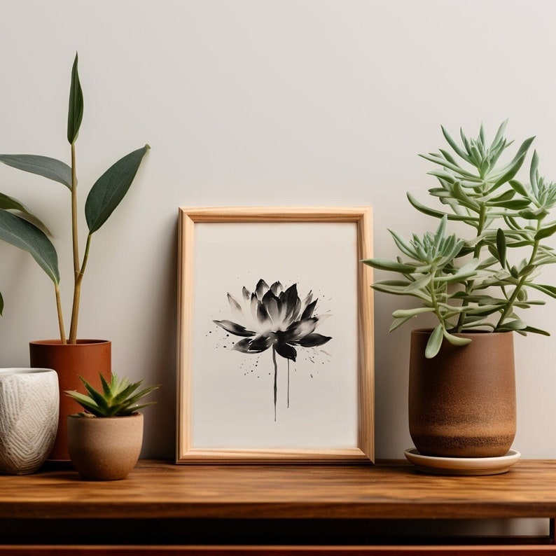 Lotus Flower Wall Art, Lotus Flower Art, Zen Wall Art, Zen Home Decor ...
