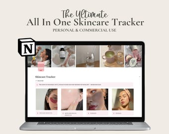 PLR Notion Skincare Tracker, Digital Planner, Skincare Routine Log, Beauty Tracker, Notion Template, Digital Skincare Journal