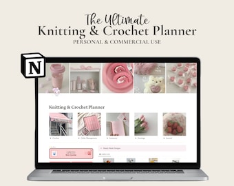 PLR Knitting and Crochet Notion Planner | Digital Journal | Notion Template | Yarn Stash Tracker | Notion Knitting Dashboard