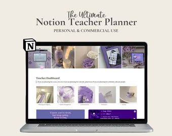 PLR Notion Teacher Planner, Purple Dashboard Digital Lesson Planner, Class Organizer, Educator Gift, Remote Teaching, Educator Dashboard