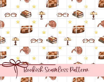 Bookish Seamless Pattern, Seamless Design, Repeat Pattern, Seamless Files, Digital Seamless, Seamless Background, Seamless PNG, Book Lover