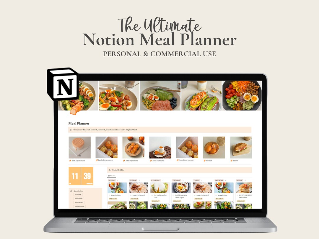 PLR Notion Meal Planner Template | Orange Theme | Digital Recipe Book ...