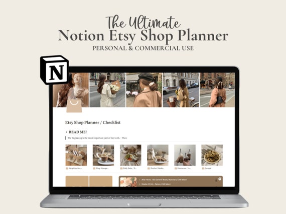 PLR Notion Etsy Shop Planner | Etsy Seller Planner | Notion Template | Business Dashboard | Small Business Organizer | Etsy Shop Plan