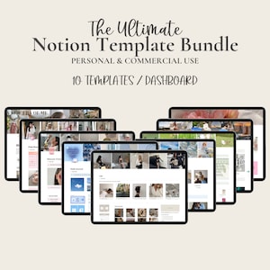 Ultimate PLR 10 Notion Template Bundle | Digital Planner Templates  | Organization Tools | Productivity Planner Inserts | Done For You