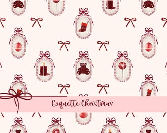 Seamless Coquette Design, Seamless Pattern, Digital Seamless File, Christmas Seamless, Seamless Background, Printable Patterns