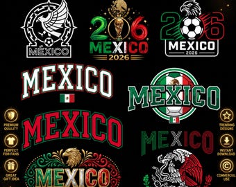 12 Mexico Soccer Logo SVG Png, Soccer svg, Mexican Soccer, Futbol SVG Layered Vector Files, Great for TShirts, Cricut cut files, Dxf,Eps