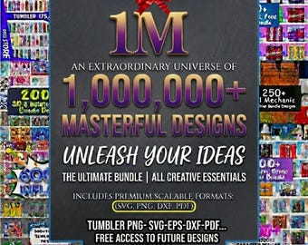1 MILLION+ PNG SVG Mega Bundle| Print Shop Starter Pack, Characters, Movies, Superheroes, Cartoons, Pop Culture, Skinny Tumbler Wrap Design.