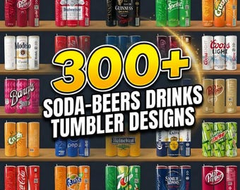 Liquor & Soda 300+ Design Bundle Tumbler Wrap Print Shop Starter Pack, 20oz Sublimation Skinny Tumbler 9.3x8.2 inch PNG Beverage Beer Drinks