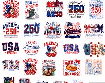 America 250th Anniversary PNG Bundle | Patriotic 1776-2026 Designs (Digital Download)