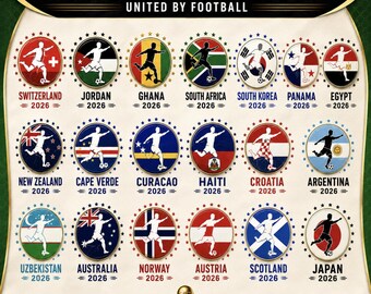 2026 Soccer Host Countries Poster | Football Nations Wall Art | USA Canada Mexico Printable | Sports Fan Gift | Digital Download