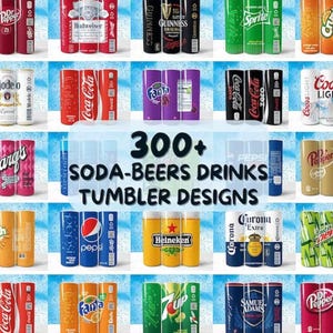 Sprit och läsk 300+ designpaket med tumbleromslag, tryckeristartpaket, 20oz sublimeringstumbler 9,3x8,2 tum PNG-dryck, öl, drycker