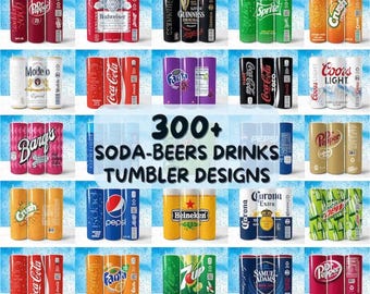 Liquor & Soda 300+ Design Bundle Tumbler Wrap Print Shop Starter Pack, 20oz Sublimation Skinny Tumbler 9.3x8.2 inch PNG Beverage Beer Drinks