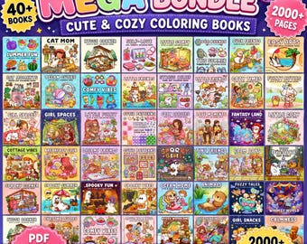 Cozy Coloring Book Bundle Over 2000 Printable Coloring Pages Adult Coloring Pages in PDF & PNG Instant Digital Download Cocowyo