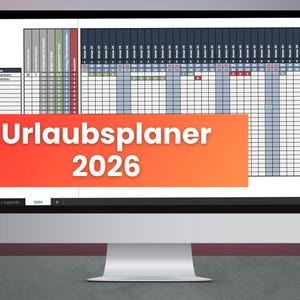 Plantilla de Excel para Planificador de Vacaciones 2026 - Planificación de vacaciones para empleados, sistema de programación de turnos, fácilmente ampliable, Excel, Hojas de cálculo de Google