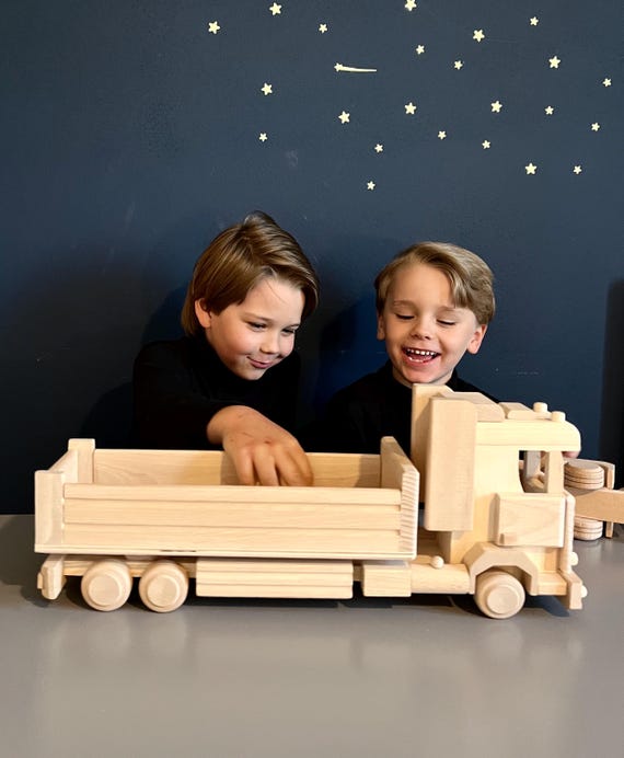 Camión Montessori de madera grande, juguete ecológico para pintar