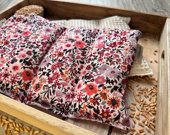 Cuscino di grano / Fiori acquerello / Cuscino termico / Farro biologico / Piqué waffle / Lavanda / Cotone / Collo / Casa / Decorazione / Accogliente / Regalo / XXL