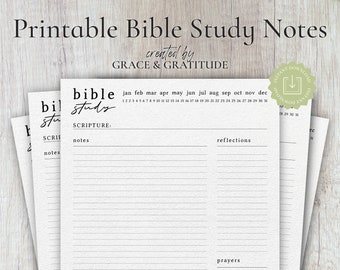 Minimalist Printable Bible Study Notes Template | Bible Study PDF | Digital Note | Goodnotes Bible Study Template | Simple Bible Study Note