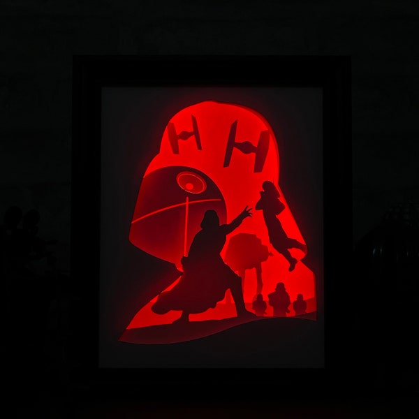 Handmade Darth Vader-inspired LED Light Box: Embrace the Dark Side | Star Wars Room Decor, Wall/Table Display | Quality Wood & Materials