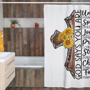 God Says You Are Shower Curtains| Christian Shower Faith-Based Bathroom Decor | Inspirational Shower Curtain Spiritual Accent