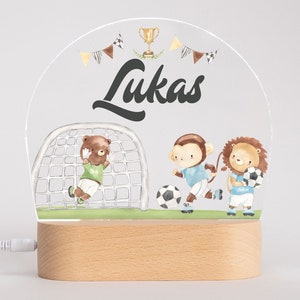 Personalisierte Nachtlampe Motiv Tiere Fußball aus Acryl, Geschenk Geburt, Taufgeschenk, Kinderzimmer, Geburtstagsgeschenk, Nachttischlampe,