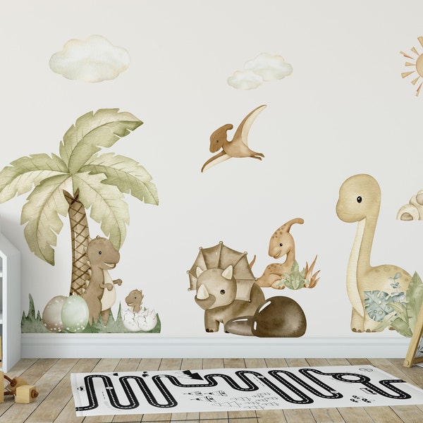 Autocollant mural de chambre d’enfant Dino, autocollant mural de chambre d’enfant, autocollant mural de dinosaure, autocollant de dinosaures, autocollant mural, autocollant mural d’aventure