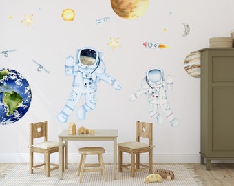 Astronaut Kinderzimmer Wandtattoo, Kinderzimmer Wandsticker, Space Wandsticker, Weltall Aufkleber, Wandaufkleber, Galaxie Wandsticker