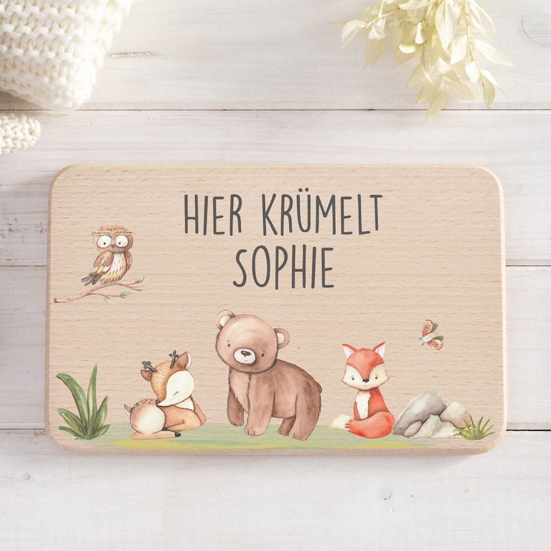 Ontbijtplank gepersonaliseerd kinderen, ontbijtplank, houten plank gepersonaliseerd, verjaardagscadeau, kerstcadeau afbeelding 1