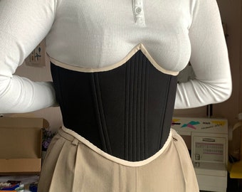 Reversible Corset belt, Underbust corset, Black and  floral handmade corset belt,  custom corset, medieval plus size corset