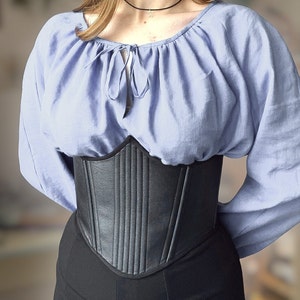 Corset rebersible sous la poitrine, ceinture corset verte, corset en cuir noir, corset Jacquard de taille personnalisée, corset grande taille, ceinture corset sous la poitrine image 7