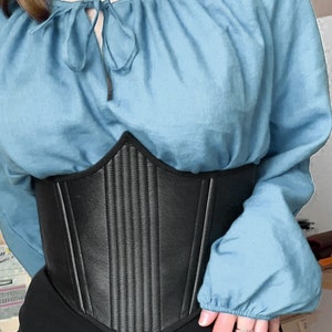 Corset rebersible sous la poitrine, ceinture corset verte, corset en cuir noir, corset Jacquard de taille personnalisée, corset grande taille, ceinture corset sous la poitrine image 6