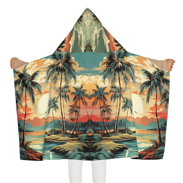 Youth Tropical Paradise Hooded Towel for kids beach towel children's bath towel with hood