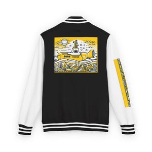 Gelbe U-Boot-Grafik Letterman Jacke | Unisex, Beatles-Fan-Mantel