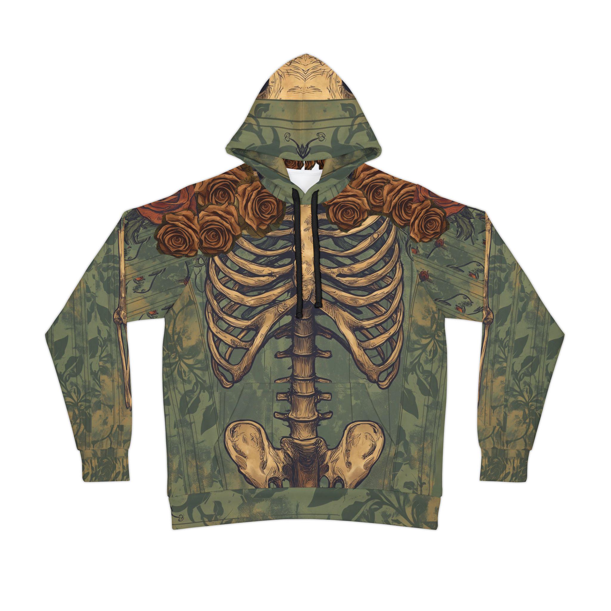 Clothing Skull Statement Polyester Long Sleeve Hooded Floral With
