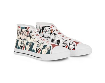 Vintage Pin-up Girl High Top Sneakers, Comic Style Schuhe