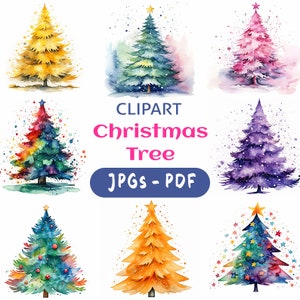Christmas Tree Clipart 25 High Quality JPGs Digital Download scrapbook Card invitations xmas Digital art Craft and possible commercial use