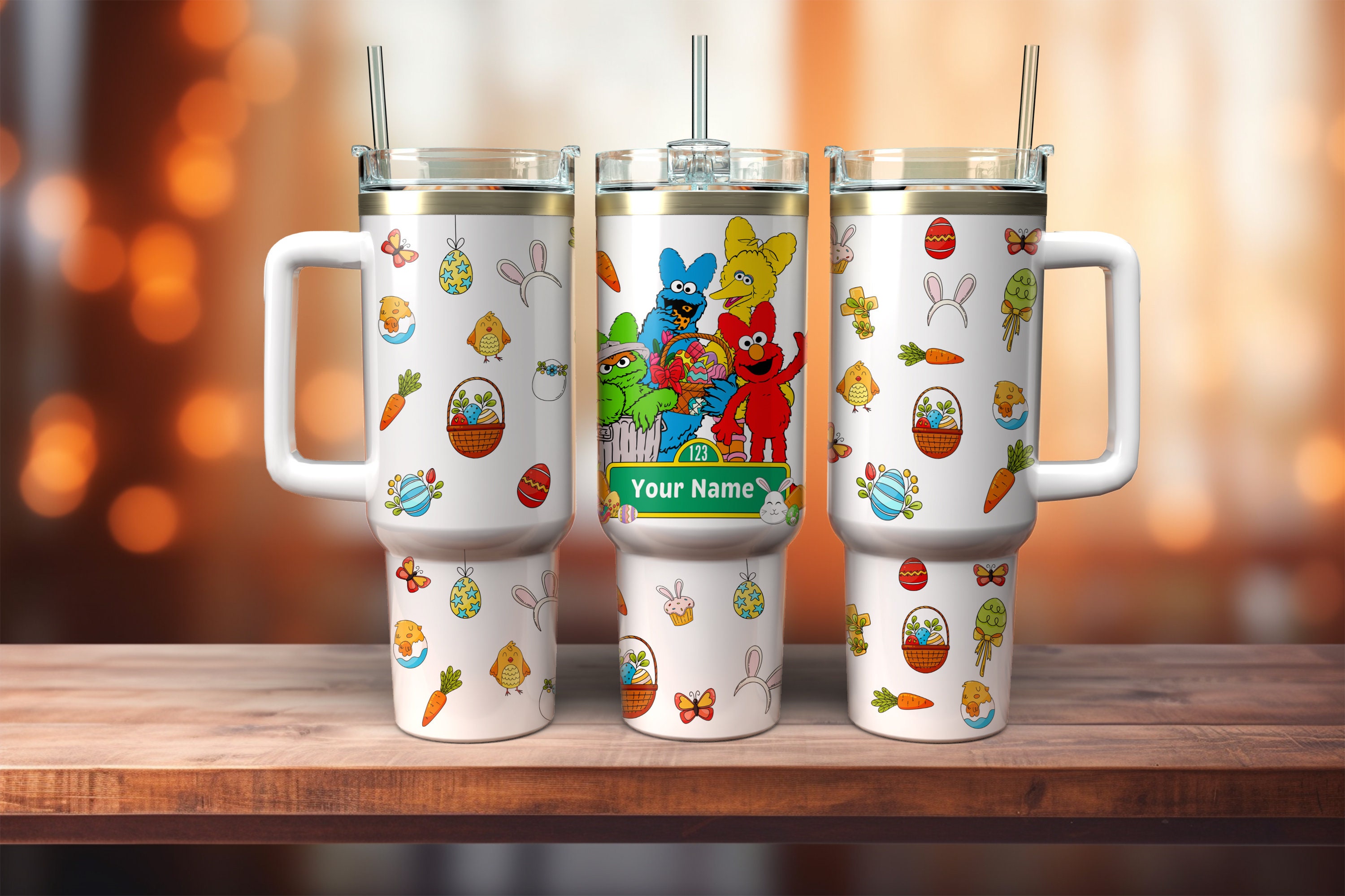 Easter Tumbler 40oz Wrap Png, Cartoon Characters 40 oz Tumbler