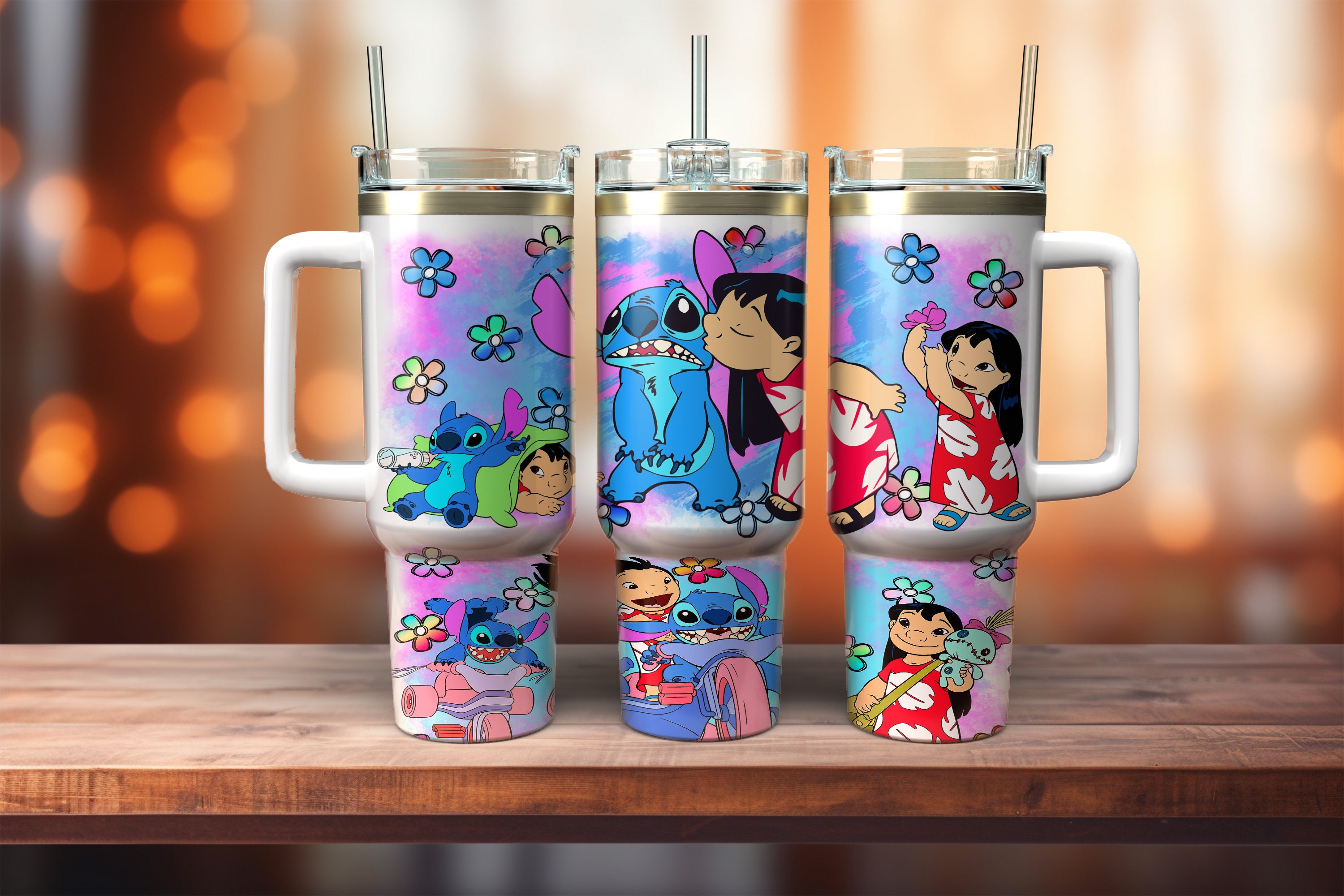 40oz Magical Character Tumbler - With handle and straw – Scribbles and Sips  Co.
