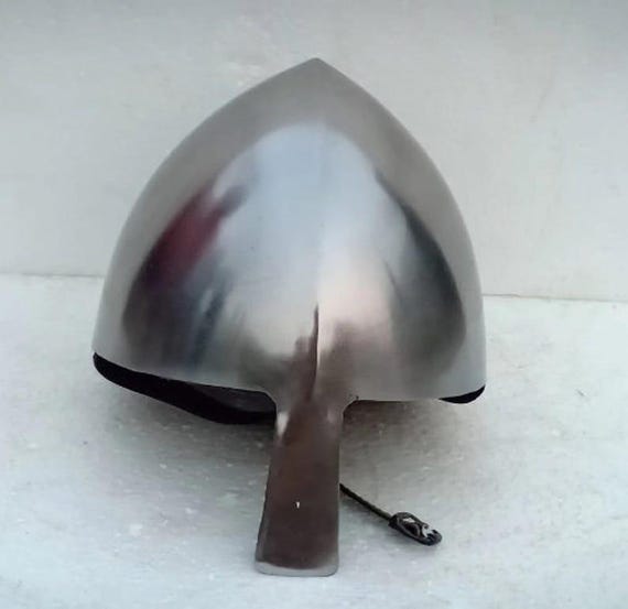 Handmade Medieval Nasal Helmet: 18 Gauge Steel Viking Battle Armor