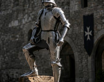 15th Century Gothic Knight Armor Suit | Polished Steel Full Plate Cosplay Costume