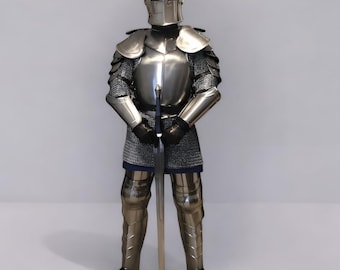 Handgefertigte Mittelalterliche Ritter Rüstung aus Stahl: LARP Cosplay Reenactment