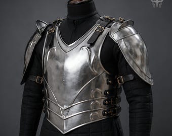 Steel Knight Cuirass With Pauldrons, Medieval Chest Armor, LARP Costume