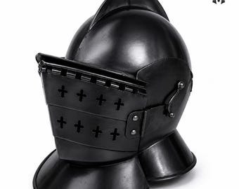 Middeleeuwse dichte helm ridderharnashelm – gotische stalen vizierhelm – draagbare middeleeuwse ridderhelm voor LARP en cosplay