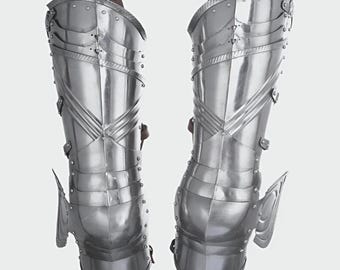 Medieval Knight Leg Armor | Handmade Steel Greaves Cuisses Set | Wearable LARP Cosplay Renaissance Costume