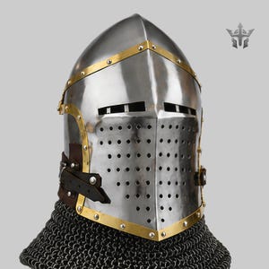 Medieval Bascinet Helmet with Chainmail Aventail | Crusader Knight Armor Replica
