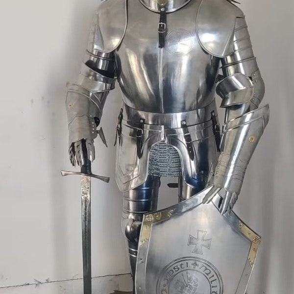 Medieval Full Suit Of Armor- Medieval Knight Suit Medieval Full Steel Templar Knight Suit of Armour Wearable Costume Best Gift.