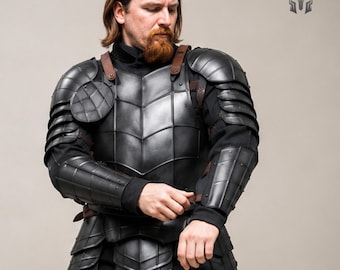 Men's Medieval Knight Armor Suit | Black Steel Plate LARP Cosplay Costume