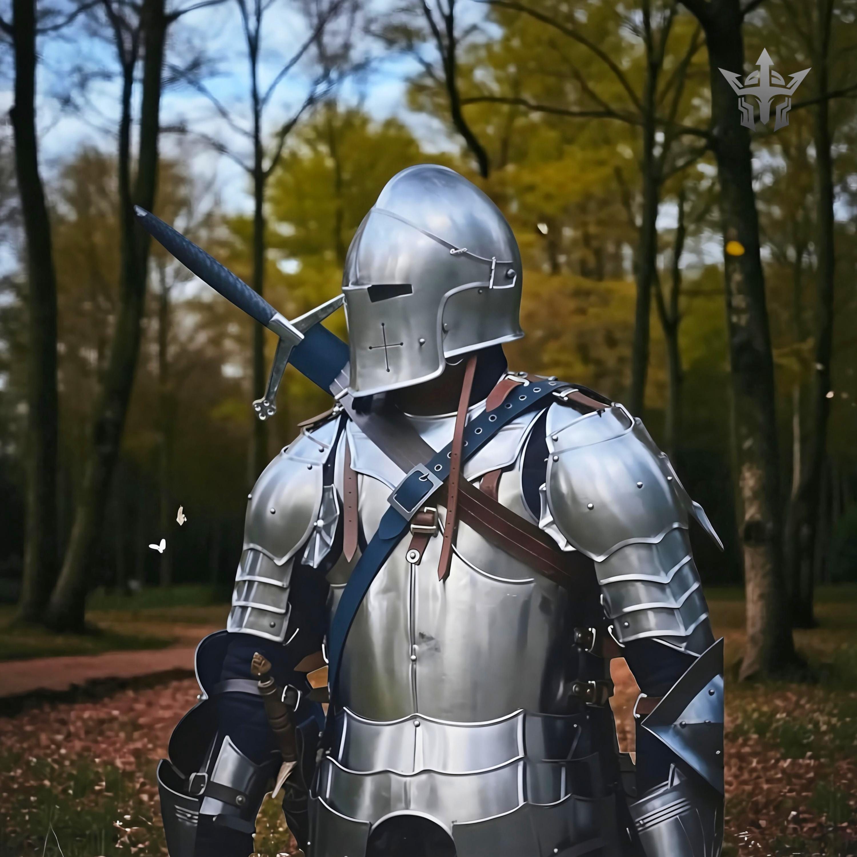Handmade Medieval Barbuta Knight Armor Suit | 18 Gauge Steel Full Plate ...