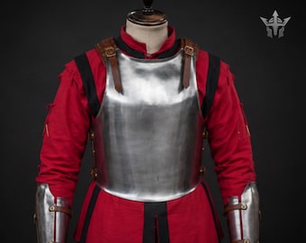 Mittelalterliche Kreuzritter Brustplatte Kürass mit Armschützern | Ritter Rüstung Kostüm | Templer Brustschutz | Larp-Reenactment Rüstung